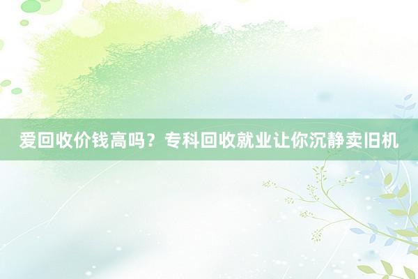 爱回收价钱高吗？专科回收就业让你沉静卖旧机